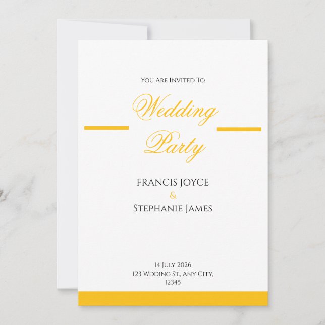 Gold & White Elegant Wedding Invitation Design (Devant)