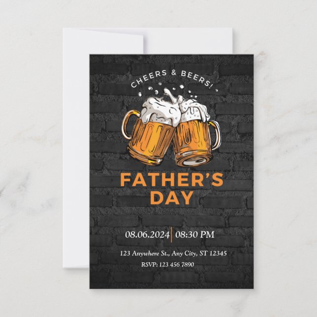 Gold White Father's Day Invitation (Front)