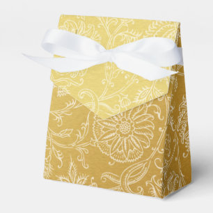 Gold & White Floral Pattern Favour Box