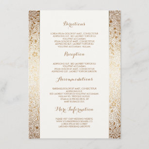 Gold White Floral Wedding Details -Information Enclosure Card