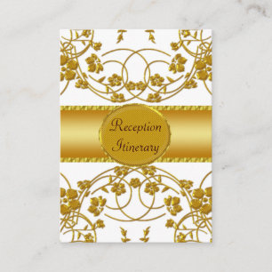 Gold & White Floral Wedding Monogram Enclosure Card