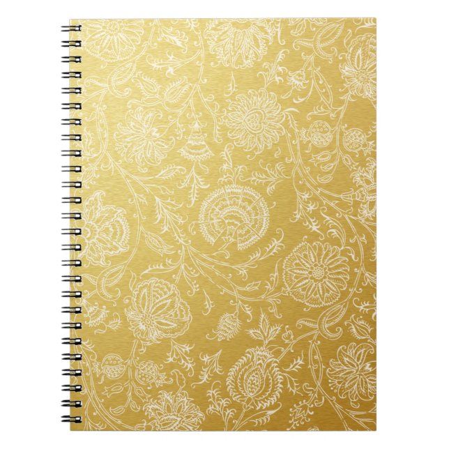 Gold & White Flower Pattern Notebook (Front)