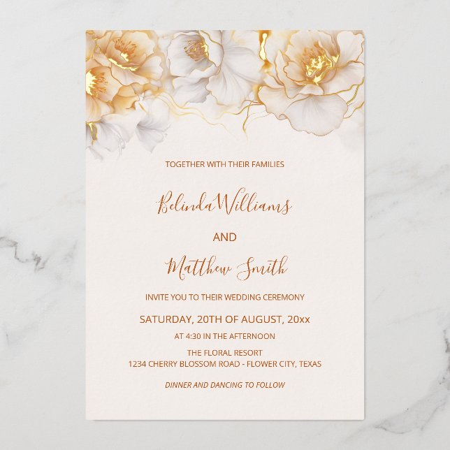 Gold White Flowers  (Front)