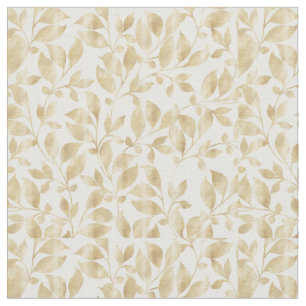 Gold White foliage pattern Fabric