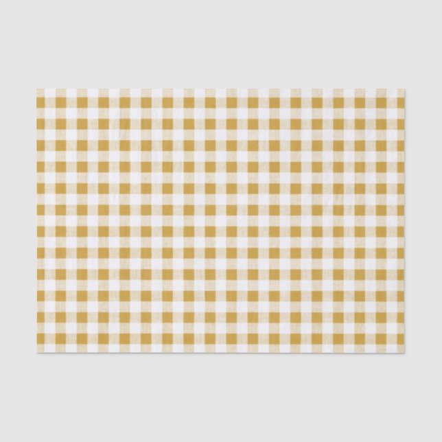 Gold White Gingham Pattern Tissue Paper (Front)