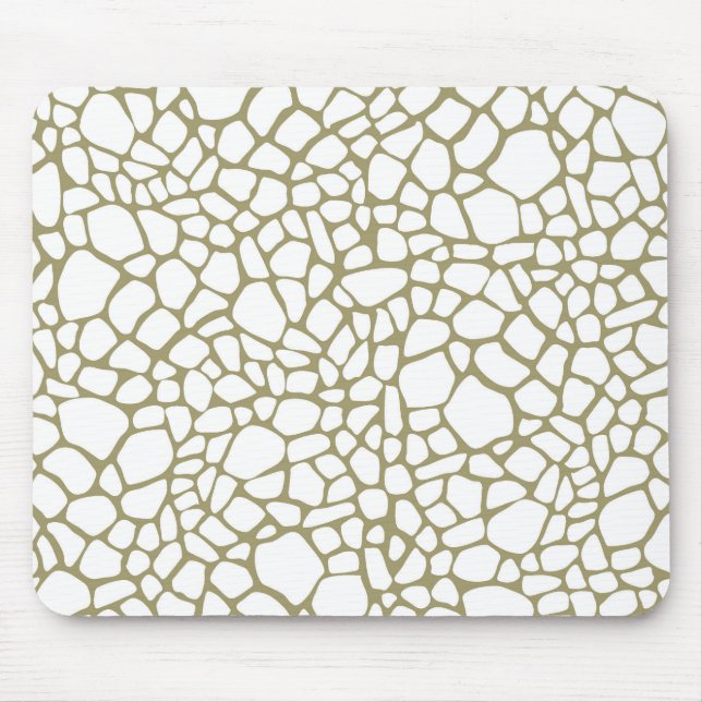 Gold White Giraffe Print Mouse Pad (Front)