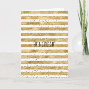 Gold White Glam Glitz Stripes Sparkle Dots   Card
