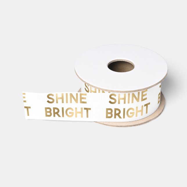 Gold White Glam Shine Bright Christmas Grosgrain Ribbon (Spool)
