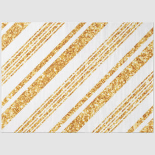 Gold White Glitter Boho Popular Stripes Collection Tissue Paper