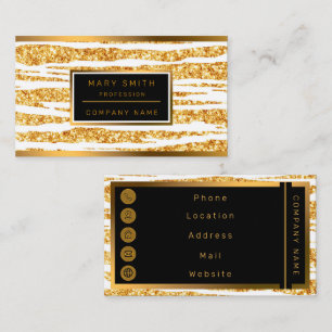 Gold White Glitter Boho Popular Tiger Collection Business Card