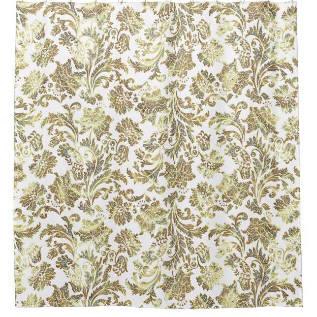 Gold & White Glitter Floral Damasks (Front)