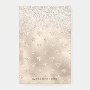 Gold White Glitz Glitter Diamonds Post-it Notes