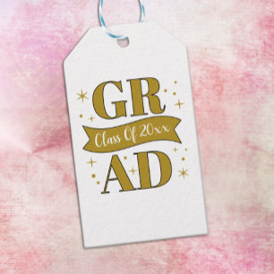 Gold & White Graduation Party Gift Tags