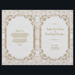 Gold White Great Gatsby Art Deco Wedding Program<br><div class="desc">Elegant,  White Gold Great Gatsby Art Deco 1920s Wedding
Unique and elegant design featuring Roaring 20s Great Gatsby vintage faux gold ornamental style on a white textured background. Use Customize tool to add your info. For matching items,  please,  visit my White Gold Great Gatsby Art Deco 1920s Collection.</div>
