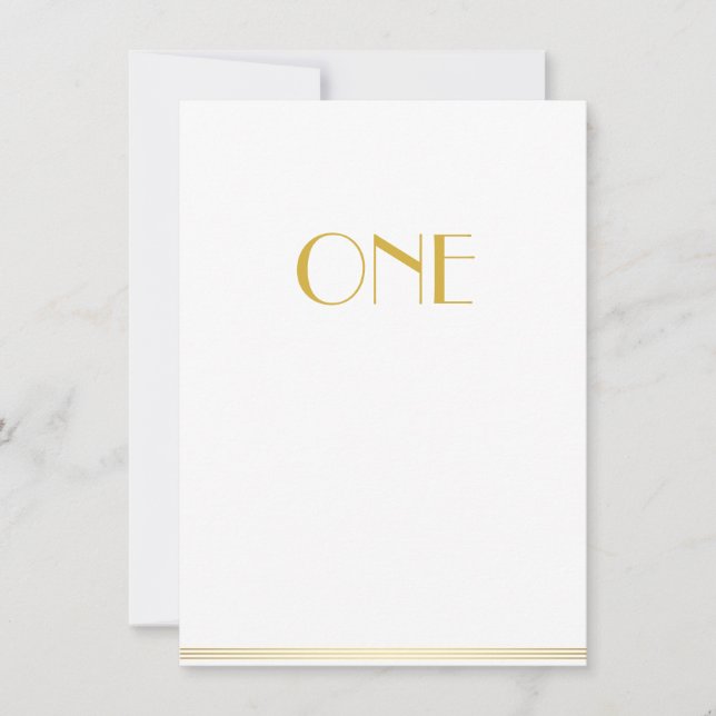 Gold White Great Gatsby Cards In Lieu Of Favours (Front)