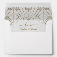 Gold White Great Gatsby Wedding Return Address 