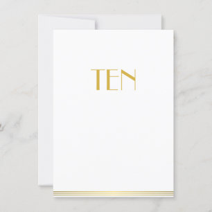 Gold White Great Gatsby Wedding Table Cards Ten