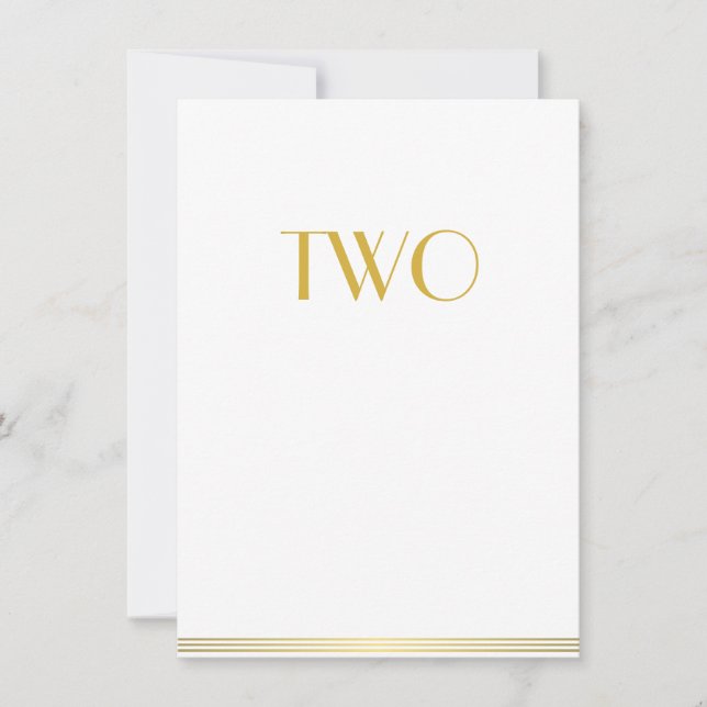 Gold White Great Gatsby Wedding Table Cards Two (Front)