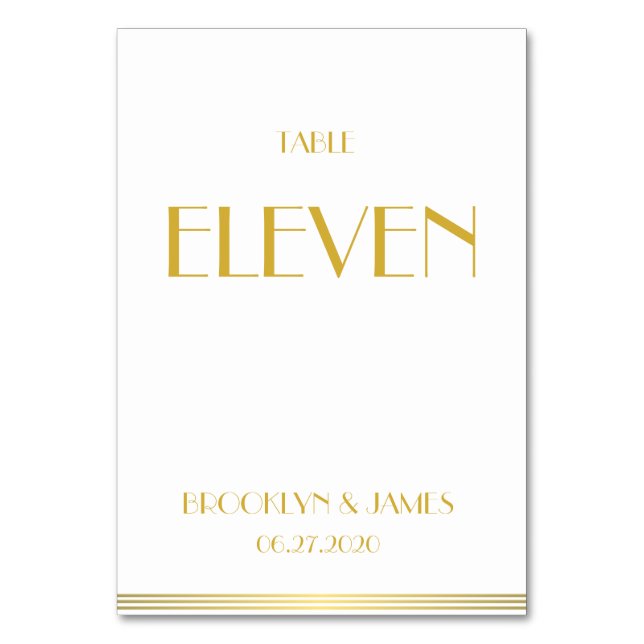 Gold White Great Gatsby Wedding Table Numbers (Front)