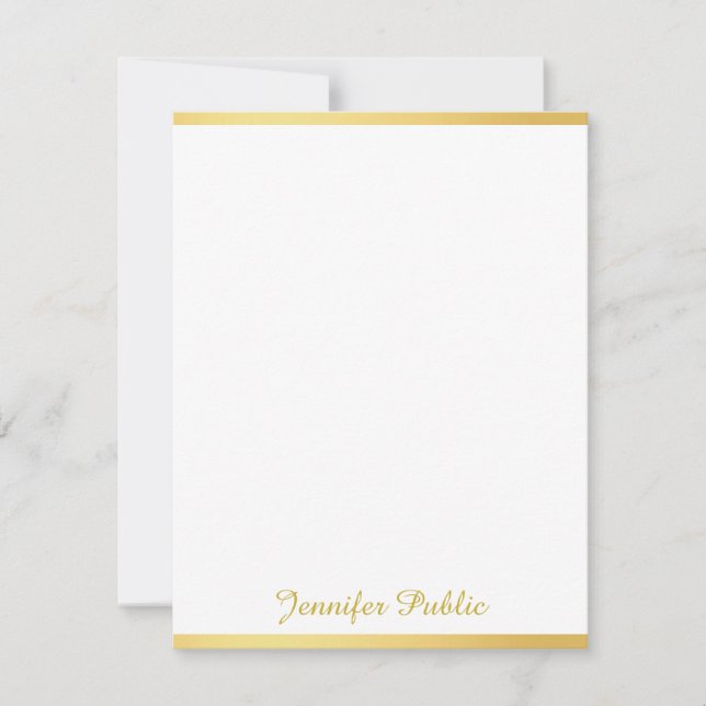 Gold White Hand Script Name Vertical Template (Front)
