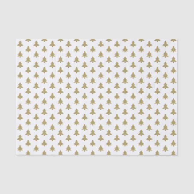Gold/White Iconic Christmas Tree Pattern Tissue Paper (Front)