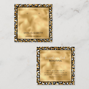 Gold White Leopard Print Earring Display Card