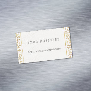Gold White Leopard Print     Magnetic Business Card