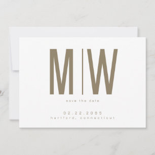 Gold & White Lg. Monogram Wedding Save the Date