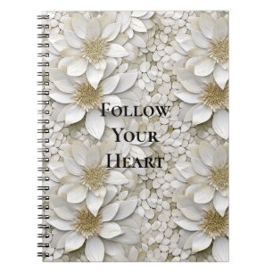 Gold White Lotus Flowers Notebook