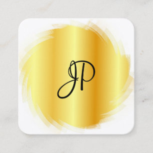 Gold White Luxury Modern Elegant Monogram Template Square Business Card