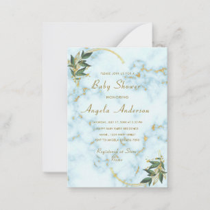 Gold White Marble Baby Shower Invitation