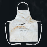Gold White Marble Business Staff Uniform Monogram Apron<br><div class="desc">Gold White Marble Business Staff Uniform Monogram Apron</div>