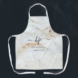 Gold White Marble Business Staff Uniform Monogram Apron<br><div class="desc">Gold White Marble Business Staff Uniform Monogram Apron</div>