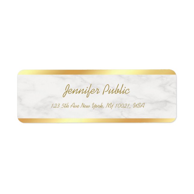 Gold White Marble Calligraphy Script Elegant Cool (Front)