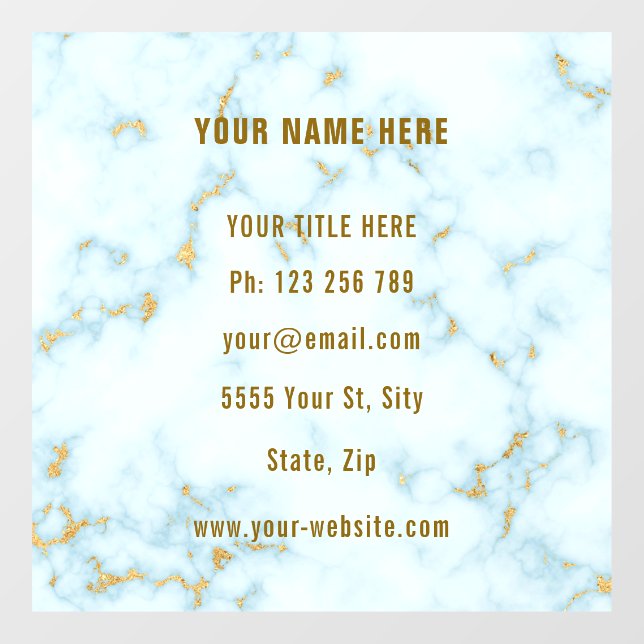 Gold White Marble Custom Business Window Cling (Sheet)