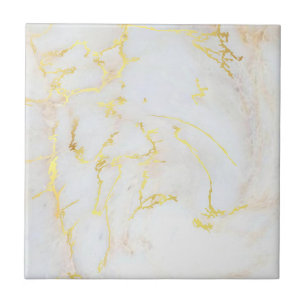 Gold White Marble Customizable Elegant Template Tile