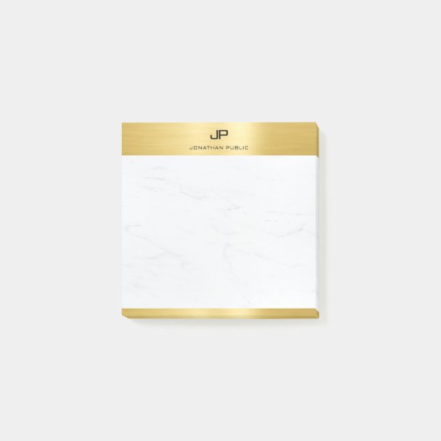 Gold White Marble Elegant Template Modern Post-it Notes (Front)