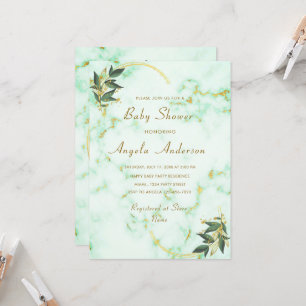 Gold White Marble Modern Baby Shower Invitation