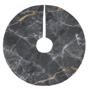 Gold White Marble Texture Design Brushed Polyester Tree Skirt