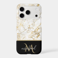 Gold & White Marble with Black Monogram Luxury