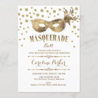 Gold White Masquerade Ball Birthday Party