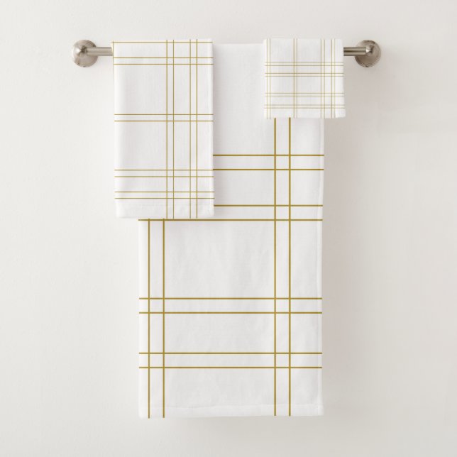 Gold & White Minimal moderne Plaid Motif propre (En situation)