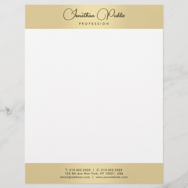 Gold White Modern Elegant Typography Template Letterhead (Front)