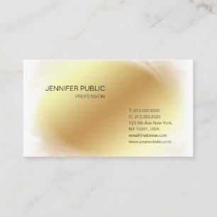 Gold White Modern Glamour Chic Design Trendy Plain Business Card