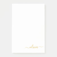 Gold White Modern Script Girly Monogram Name