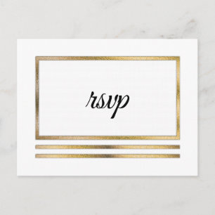 Gold White Modern Simple Elegant RSVP Insert Invitation Postcard