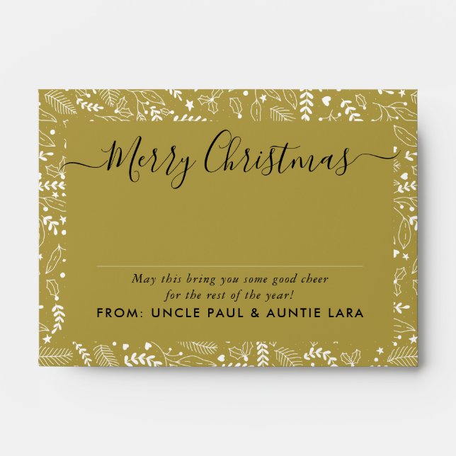 Gold White Motif Merry Christmas Money Enveloppe (Devant)