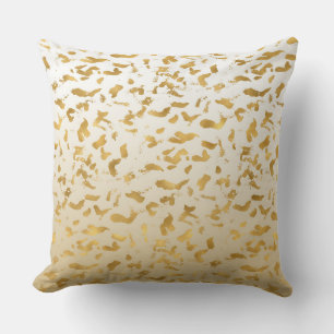 Gold White Ombre Animal Print Throw Pillow