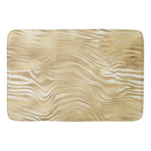 Gold White Ombre Zebra  Bath Mat