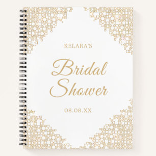 Gold & White Ornate Bridal Shower Wedding  Notebook